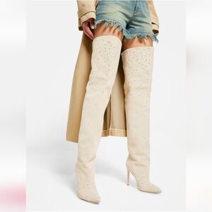 Paris Texas Holly Stud Suede Over-The-Knee Boots 37 MSRP $1200